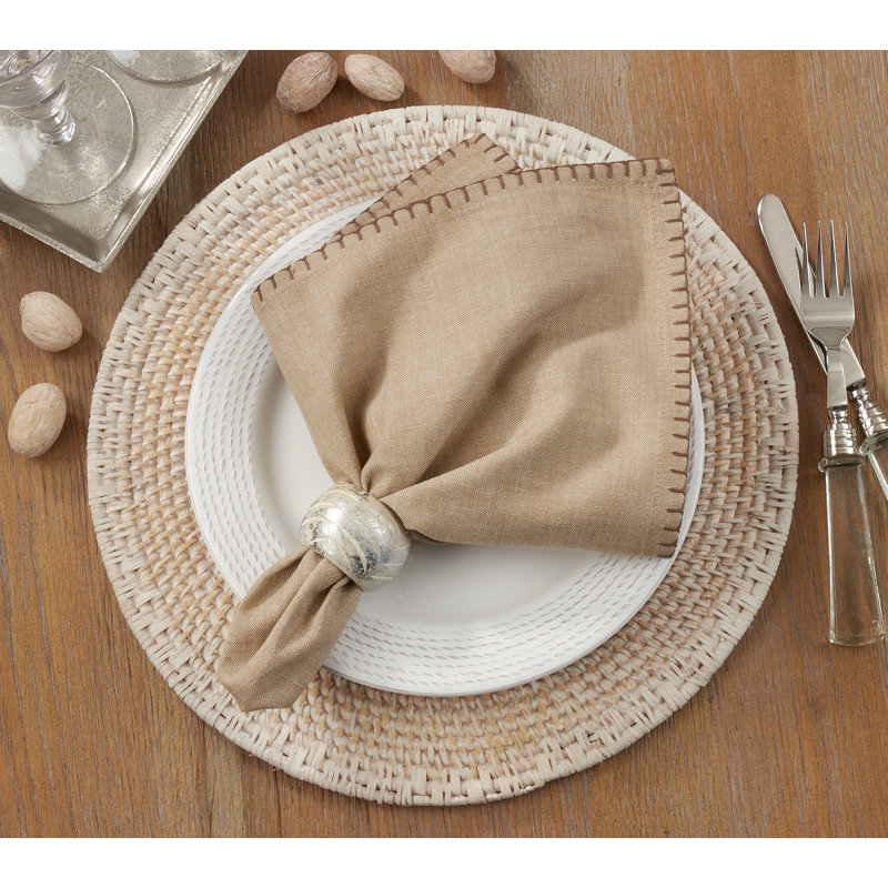 Ivara Whip Stitched Design 20" Cotton Napkin, Natural