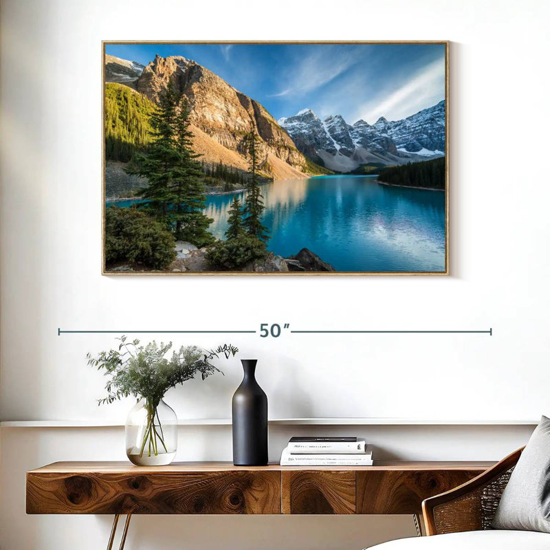 Lac Moraine Glorious, Cadre flottant en bois naturel, 40 po x 27 po