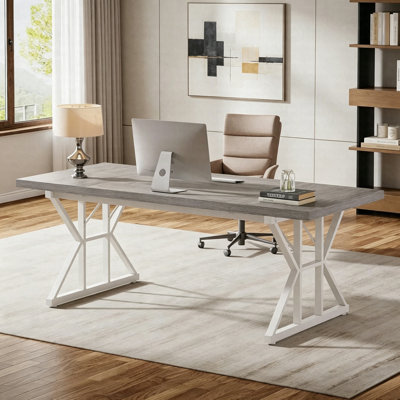 70.86" Executive Desk, Industrial Style Computer Desk For Home Office