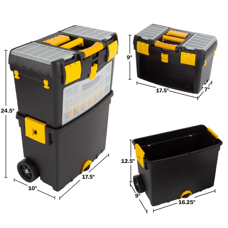 Stalwart - Boîte à outils portable avec roulettes - Coffre à outils empilable avec tiroirs - Chariot utilitaire mobile avec poignée à prise confortable et loquets robustes