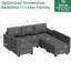 Canapé modulaire convertible à 6 places avec rangement, mousse à mémoire de forme, lin gris pour siège décontracté, coussin de mousse, salon