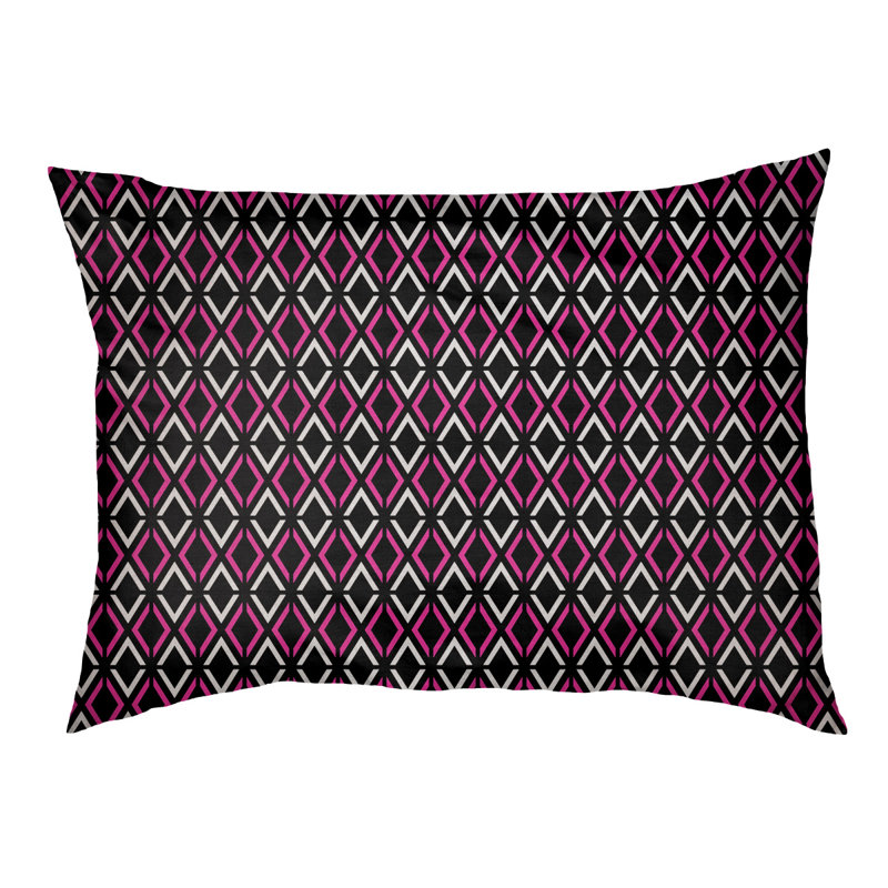 Coussin Byrge, Très grand (l 52 po x P 42 po x H 17 po), Noir / rose / bleu sarcelle