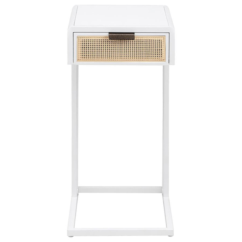 Table d'appoint à 1 tiroir Dobieson, Blanc