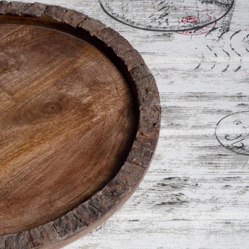 Artisan Wood Bark Serving Tray Rustic Handmade Decorative Tray