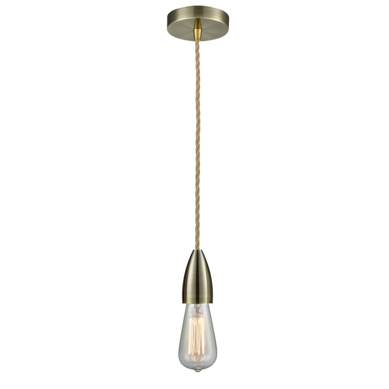 Luminaire suspendu à 1 lumière Cecile, Laiton antique