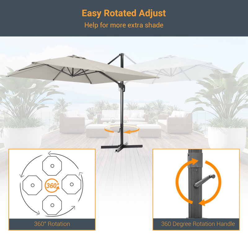 Parasol Deazia 120 avec contrepoids inclus, Gris
