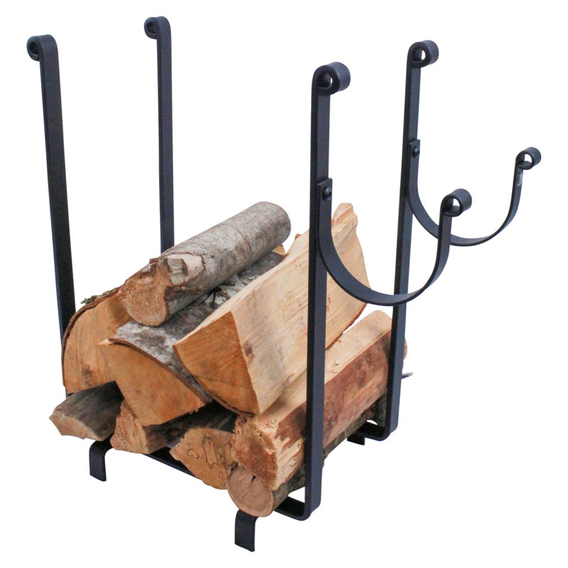 Handcrafted Rectangle Fireplace Log Rack Black