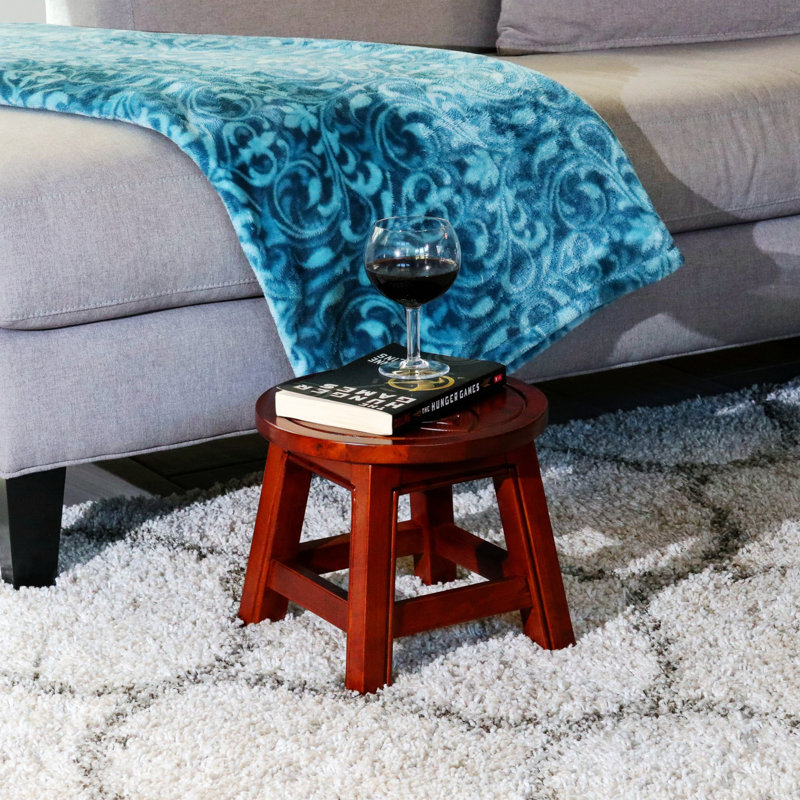 Repose-pieds Shyloh, tabouret en bois, Marron foncé
