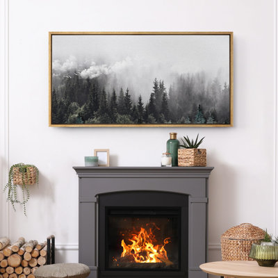 Mystic Forest Misty Pine Tree Landscape Modern Art
