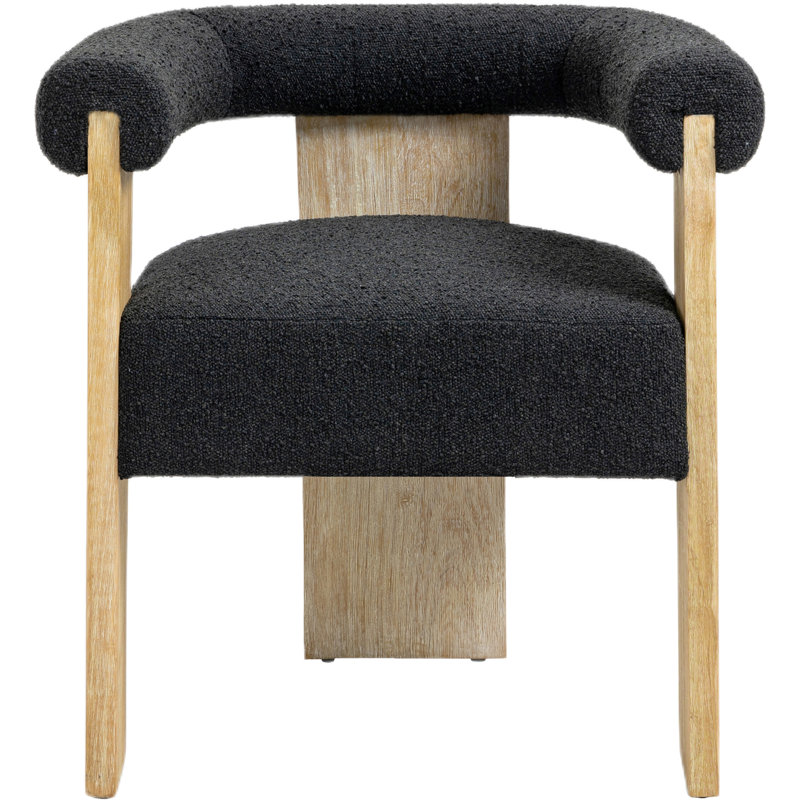 19.6'' H Upholstered Armchair, Black Boucle Fabric, Natural