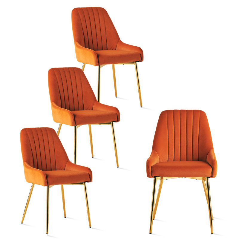 Maulsby Tufted Velvet Dining Chair, Orange