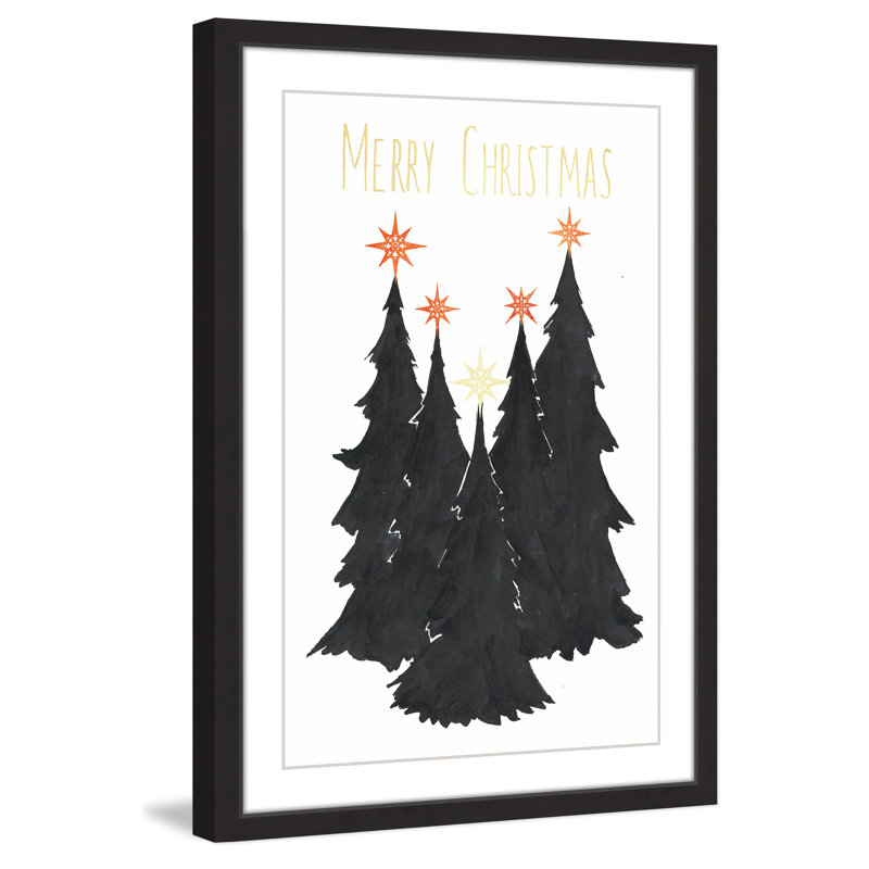 « magic christmas », reproduction de peinture à l’aquarelle encadrée, H 24 po x l 16 po