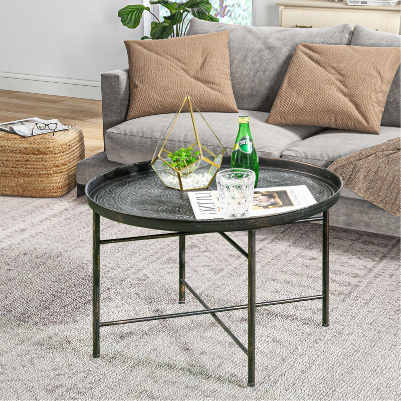 Table basse 24 po avec plateau martelé, Gold