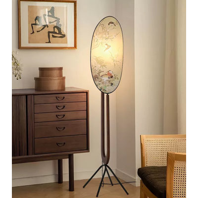 Luminaire décoratif ovale en tissu imprimé floral oriental