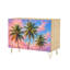 Buffet étroit de 35,4 po de largeur - armoire de rangement décorative à 2 portes avec imprimé tropical vibrant et pieds en métal