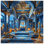 Tapisserie murale ornée bleue et dorée - Décoration murale Palace