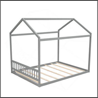 Queen Size Wooden House Bed With Headboard