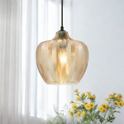 Luminaire suspendu en verre sergé 1 lumière pour salle à manger l 9,64 po x H 9,44 po