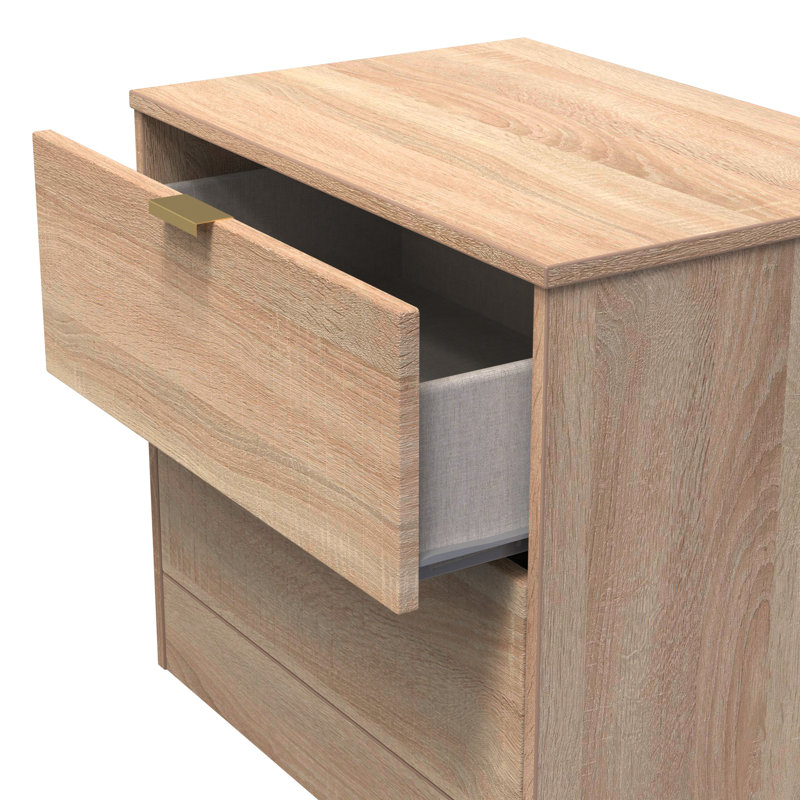 Berklie 58cm W Manufactured Wood Bedside Table, Bardolino Oak