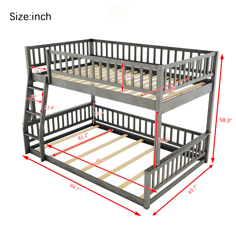 Jehuda Bed, Gray, Full XL Over Queen