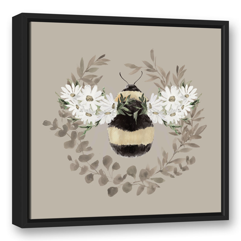 Bumble Bee Wreath - reproduction de cadre flottant sur toile, L 21,75 po x H 21,75 po