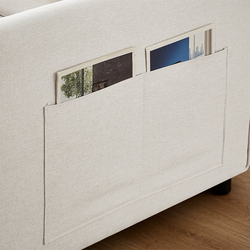 Modern Linen Convertible Loveseat Sleeper Sofa