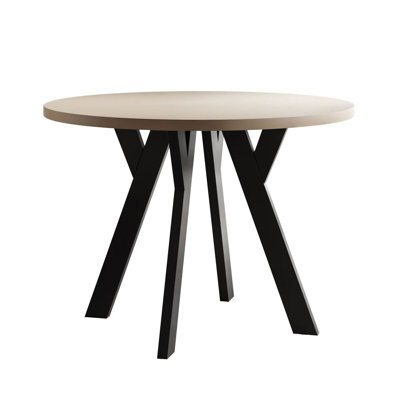 Extendable Round Metal Base Dining Table