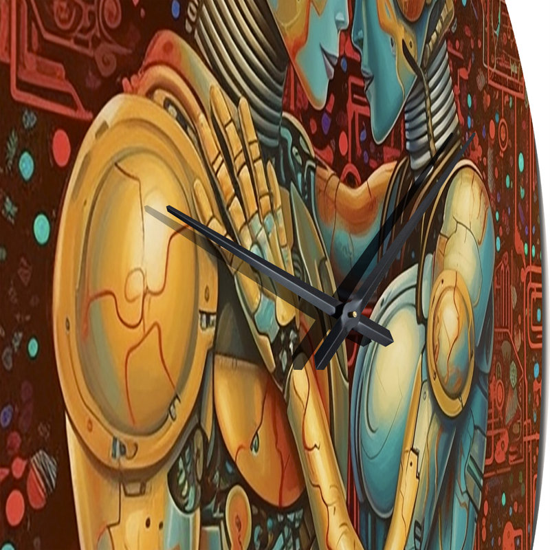 Horloge murale Retro Robot Couple In Love IV, Petit