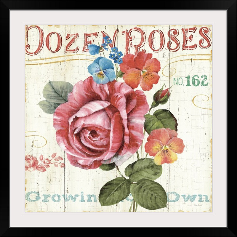 « rose jardin ii », impression, H 24 po x l 24 po x P 1 po, Cadre noir