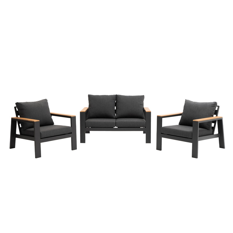 54.9'' Wide Straight Powder Coated Aluminum Patio Sofa with Cushions
