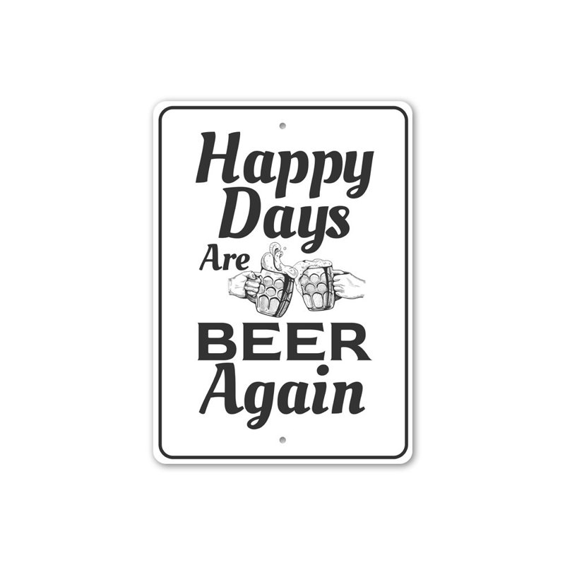 Plaque en aluminium Happy Days, H 14 po x l 10 po x P 0,04 po