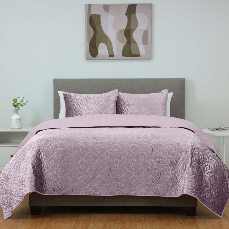 Lemon Tree Lilith Mauve Quilt Set, Twin Quilt + 1 Standard Sham