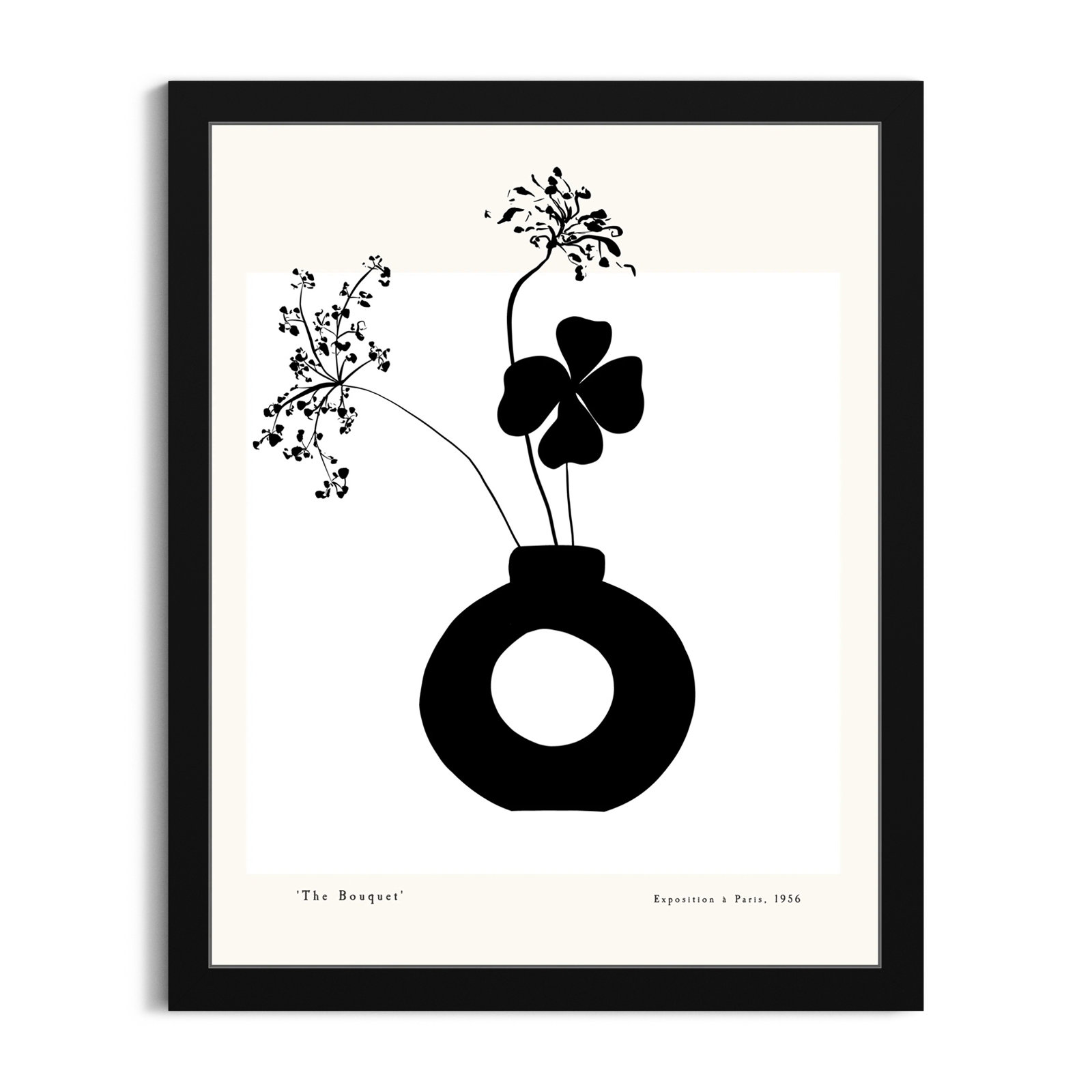 Black And White Flower In A Vase by Oliver Gal, Black, 32" H x 26" W
