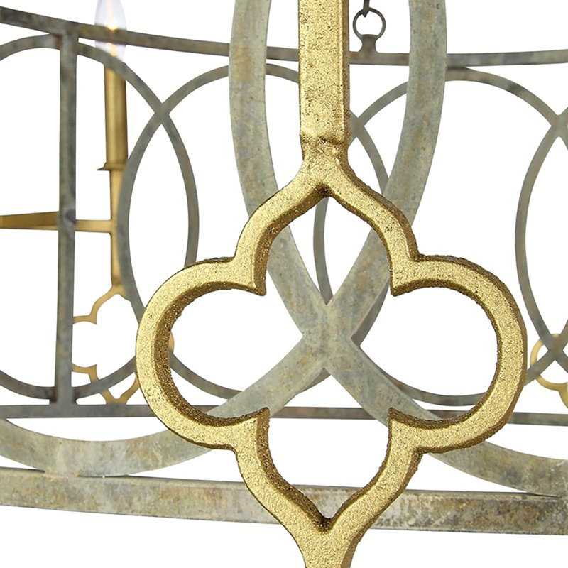 French 10 - Light Candle Style Drum Chandelier, Deep Ocean/Gold Wax