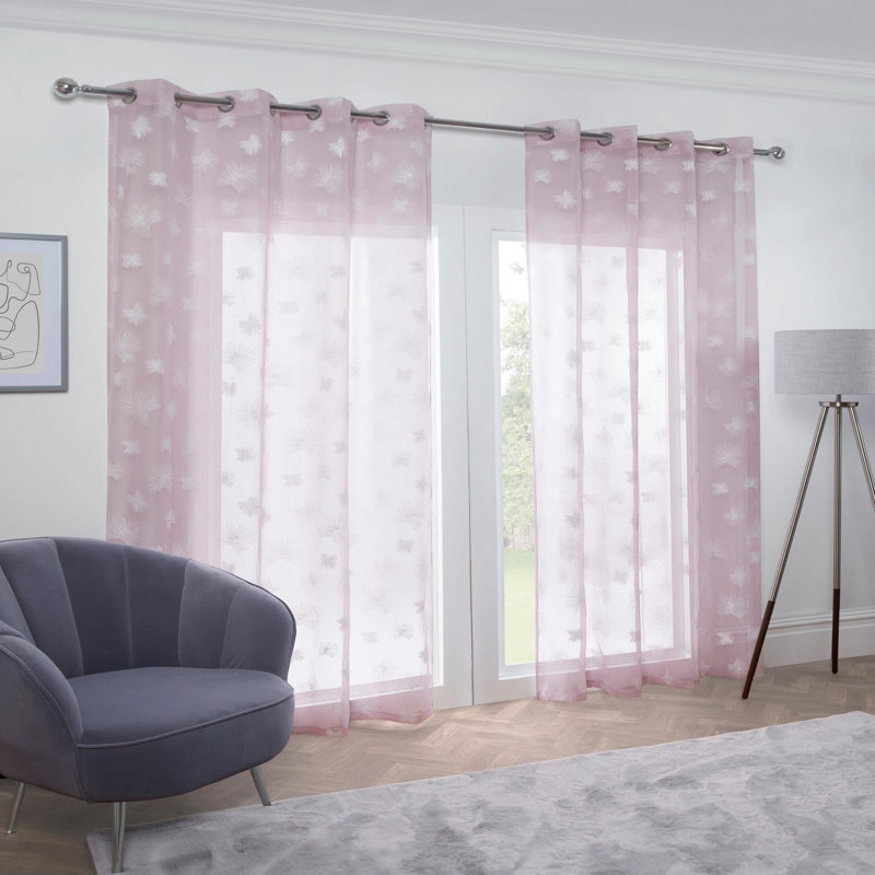 Geraint Sheer Curtain Single Panel, White, 144.78 W x 228.6 D cm