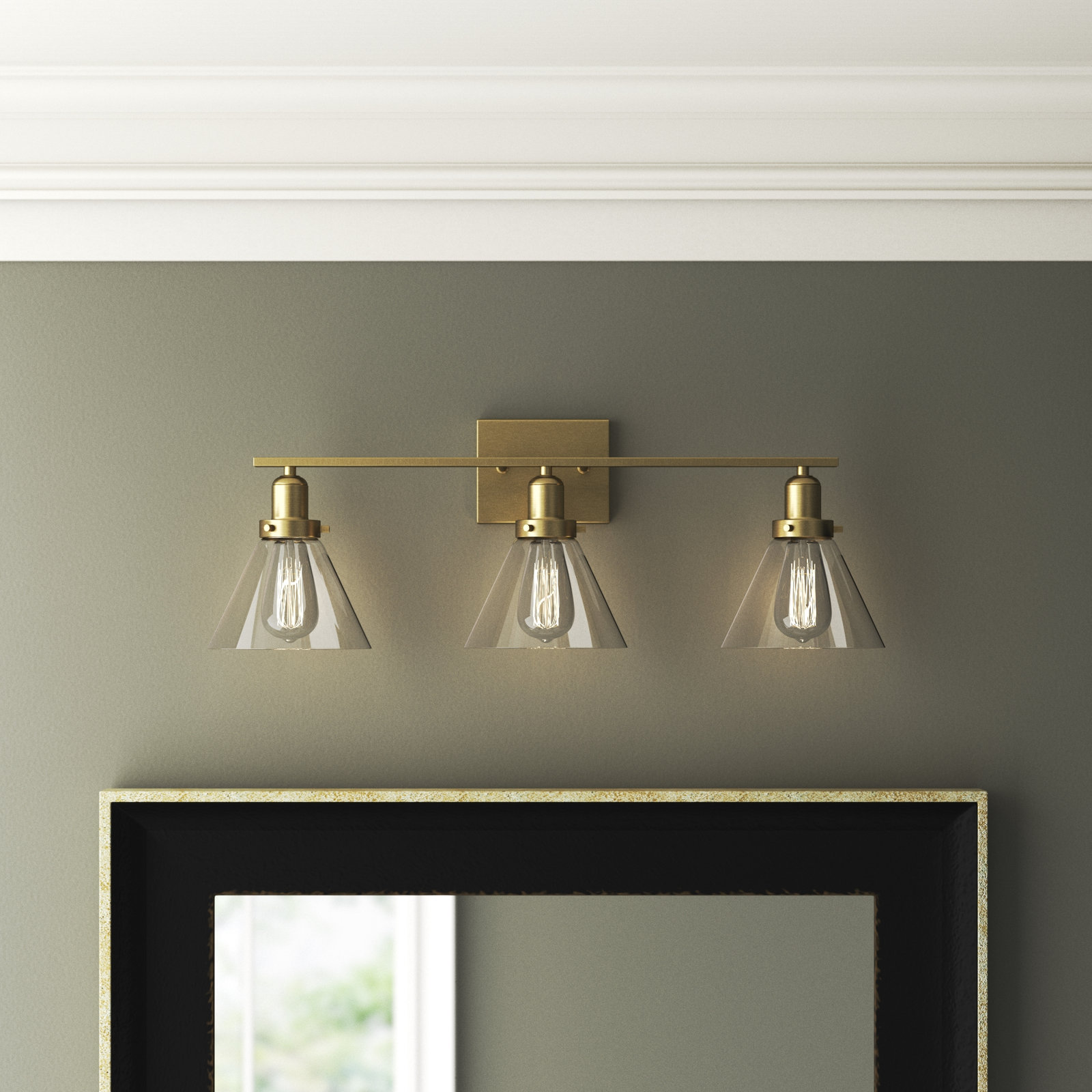 Catalina 3-Light Dimmable Bath Sconce, Warm Brass