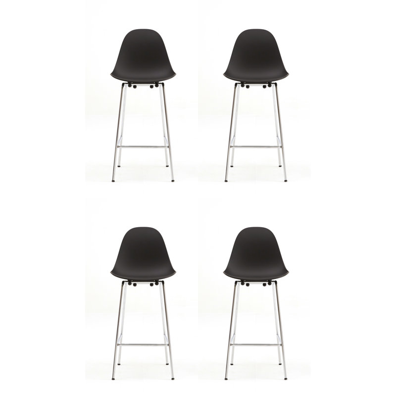 TA Bar & Counter Stool, Bar Stool (29.5" Seat Hight), Black, Chrome