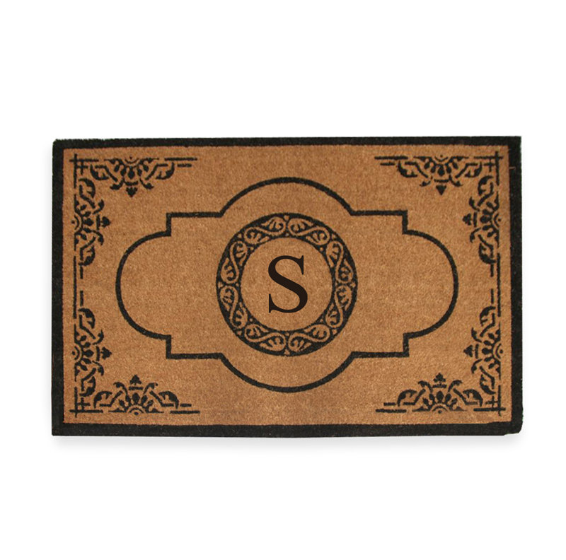 Issac Natural Coir 36" X 72" Entry Double Monogrammed Doormat , S