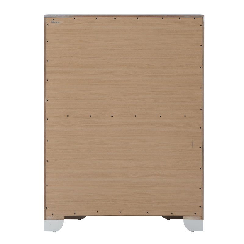 Elegant White 5-Drawer Glam Dresser with Dovetail Construction