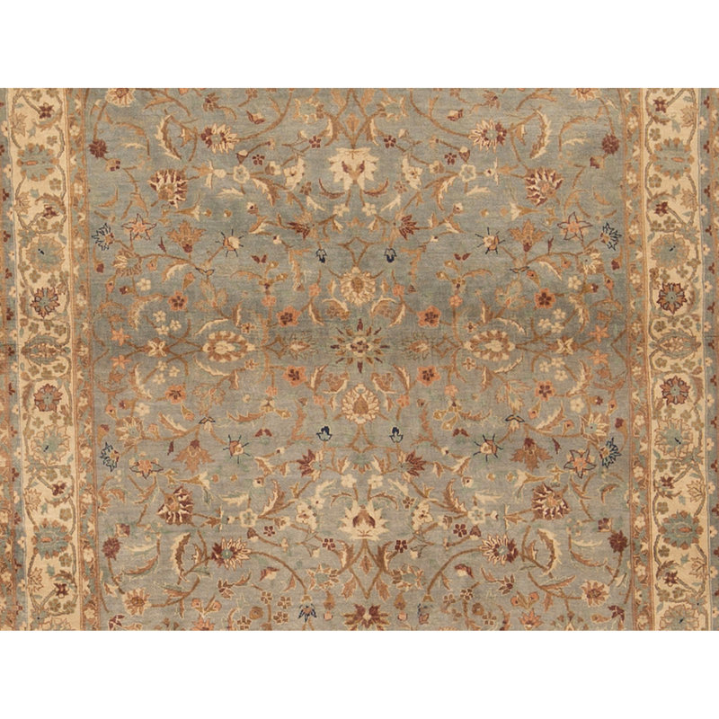 Tapis bleu clair et ivoire noué à la main de haute qualité