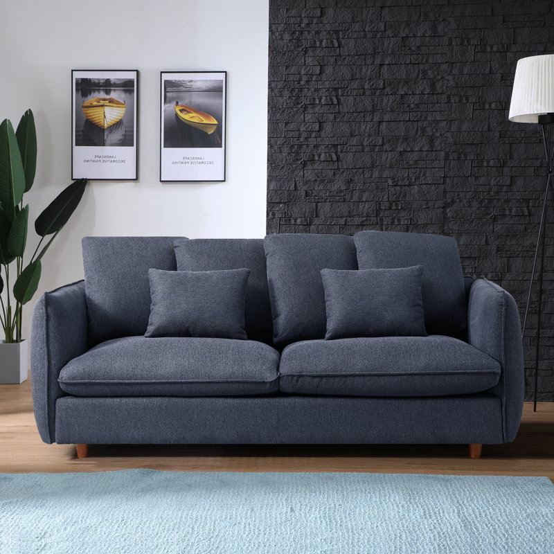 81.2'' Linen Rolled Arm Sofa, Blue