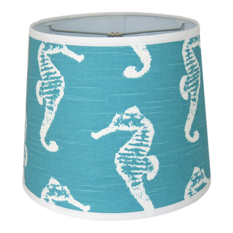 Abat-jour tambour Coastal Seahorse - Abat-jour nautique bleu turquoise, H 12 po x l 16 po x P 16 po