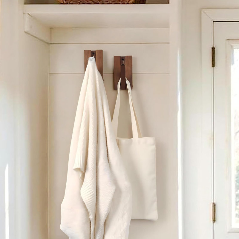 Solid Wood Wall Mounted Required 2 - Hook Coat Rack