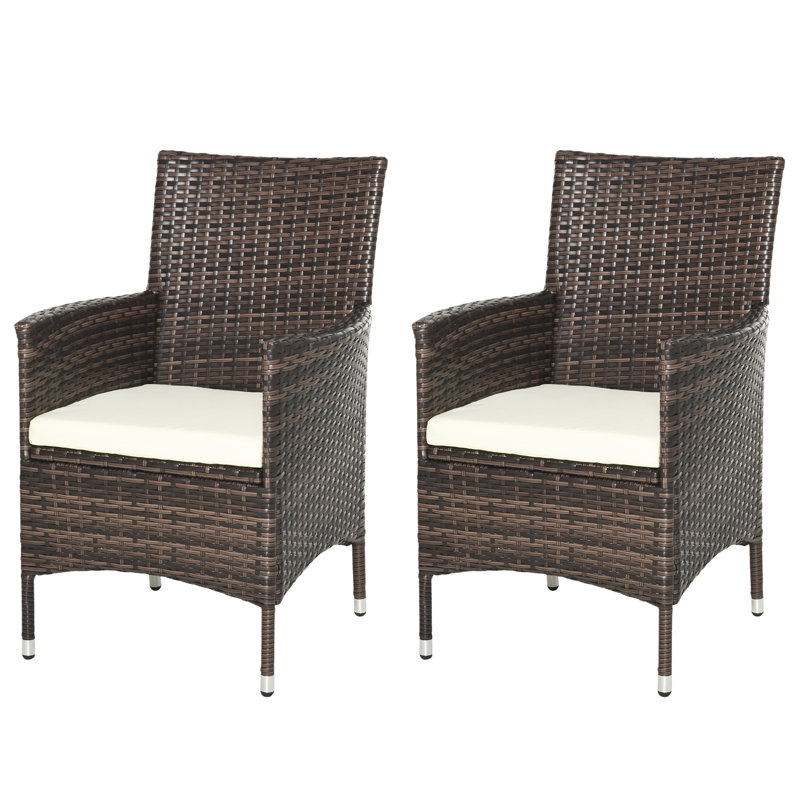 Tuscumbia Patio Dining Side Chair with Cushion, Brown