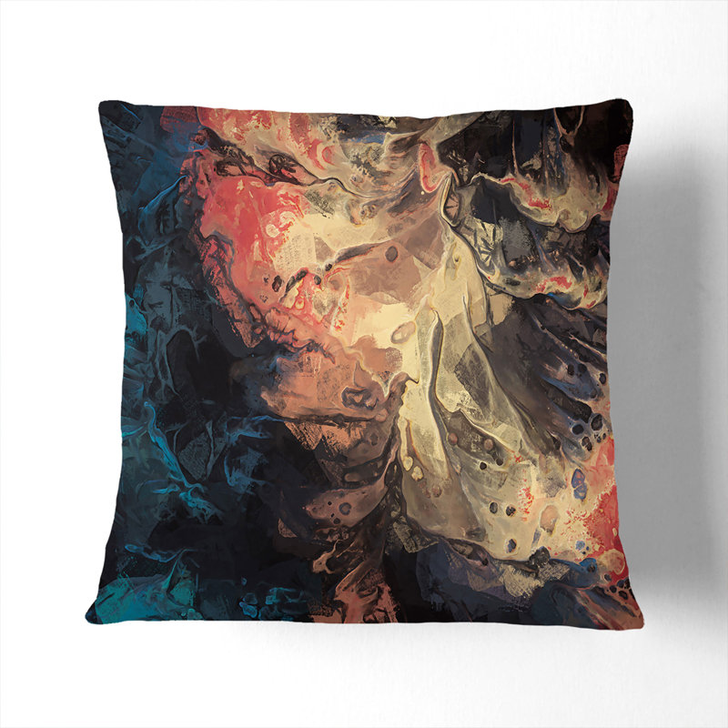 Abstract Square Throw Cushion, 40cm H x 40cm W x 15cm D, White