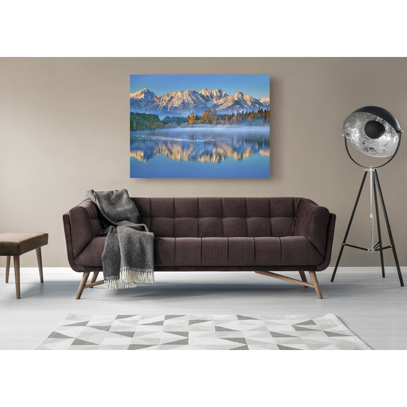 Allgaeu Alps and Hopfensee Lake, Bavaria, Germany 1 Piece Wrapped Canvas Wall Art, 70cm H x 100cm W x 4cm D