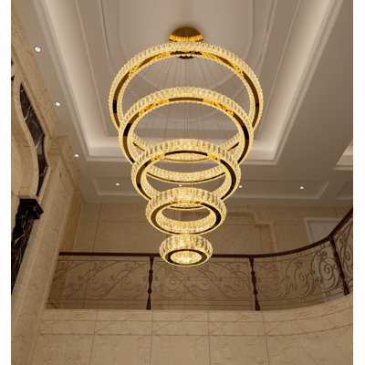 Modern Dimmable 5 Rings Led Chandelier