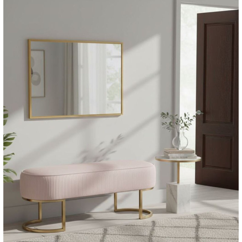 Banc rembourré en velours Roma, Rose