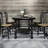 Black Half-circle Solid Wood Dining Table-2007981134
