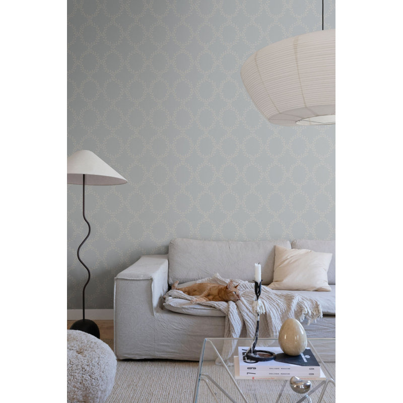 Villa Dalaro 2 Geometric Wallpaper Roll by Hanna Wendelboo-Hansson, Misty Blue